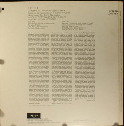Argo ZRG 680 - Sir Michael Tippett, Sir Neville Marriner, The Ac - Image 2