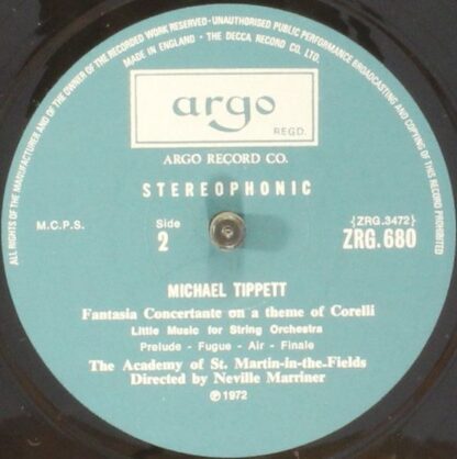 Argo ZRG 680 - Sir Michael Tippett, Sir Neville Marriner, The Ac - Image 4