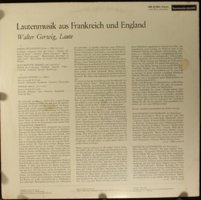 Harmonia Mundi HM 30 180 L - Walter Gerwig - Lautenmusik Aus Fra - Image 2