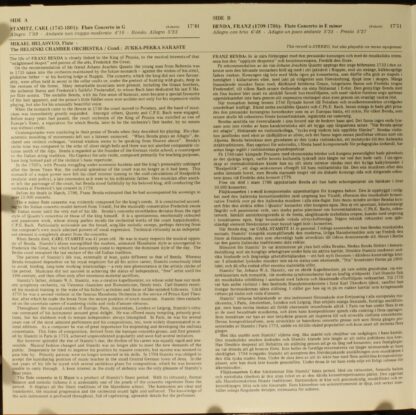 BIS LP-268 - Carl Stamitz, František Benda, Mikael Helasvuo, Hel - Image 3
