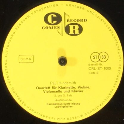 Comes Record CRL-ST 1003 - Paul Hindemith, Francis Poulenc, Kamm - Image 4