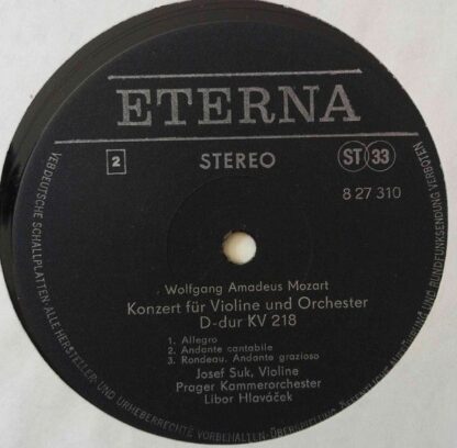 Eterna 8 27 310 - Wolfgang Amadeus Mozart, Josef Suk, Prague Cha - Image 2