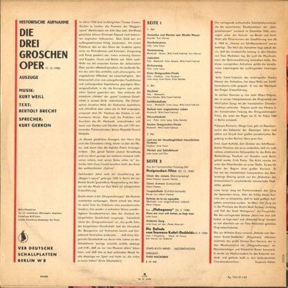 Eterna 8 20 440 - Bertolt Brecht, Kurt Weill - Die Dreigroscheno - Image 2