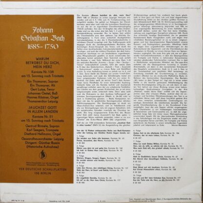 Eterna 8 20 526 - Johann Sebastian Bach, Günther Ramin - Warum B - Image 2