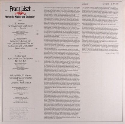 Eterna 8 27 348 - Franz Liszt, Michel Béroff, Gewandhausorcheste - Image 2