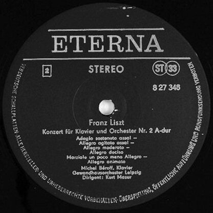 Eterna 8 27 348 - Franz Liszt, Michel Béroff, Gewandhausorcheste - Image 4