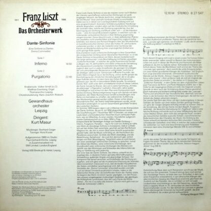 Eterna 8 27 547 - Franz Liszt, Thomanerchor, Gewandhausorchester - Image 2