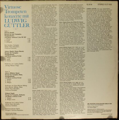 Eterna 8 27 002 - Ludwig Güttler, Kammerorchester Berlin, Hartmu - Image 2