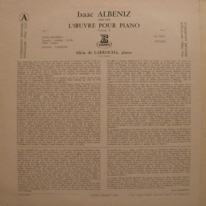 Erato STU 70561 - Isaac Albéniz, Alicia De Larrocha - L'Œuvre Po - Image 2