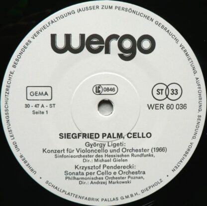 WERGO WER 60036 - Siegfried Palm, György Ligeti, Krzysztof Pende - Image 2
