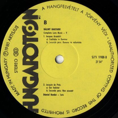 Hungaroton SLPX 11988 - Valentin Bakfark, Dániel Benkő - Complet - Image 4