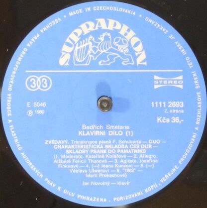 Supraphon 1111 2693 - Bedřich Smetana, Jan Novotný - Klavírní Dí - Image 4