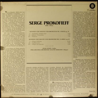 CBS 61 796 - Sergei Prokofiev, Isaac Stern, Eugene Ormandy, The - Image 2
