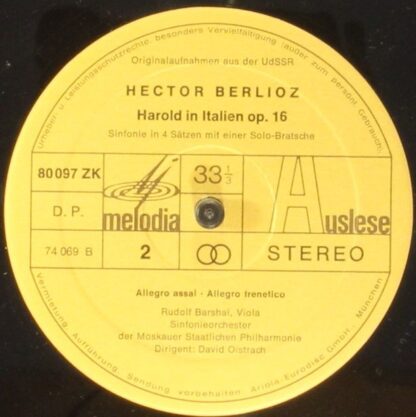 Eurodisc 80 097 ZK - Hector Berlioz, Rudolf Barshai, Moscow Phil - Image 4