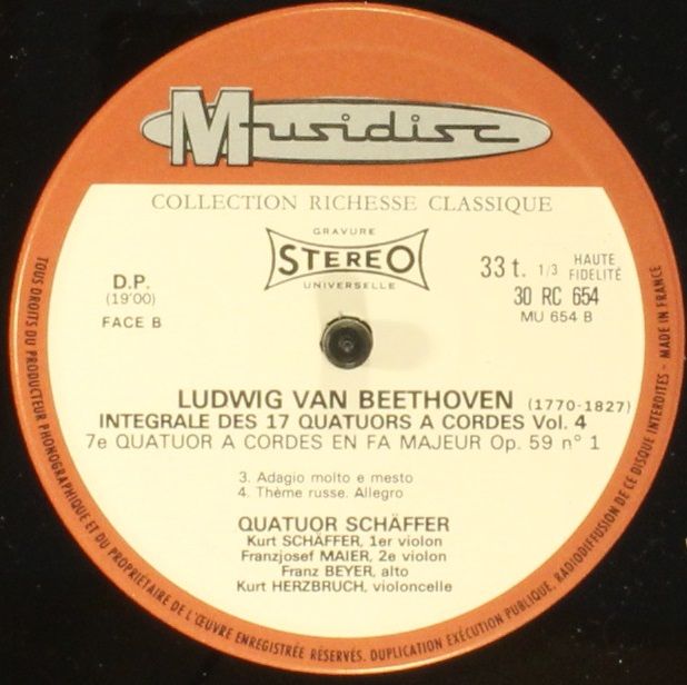 Musidisc 30 RC 654 - Ludwig van Beethoven, Quatuor Schäffer - In - Image 4