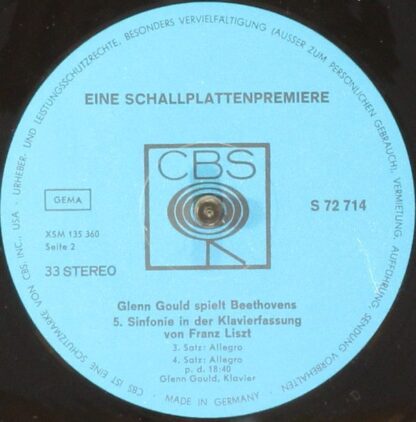 CBS S 72 714 - Ludwig van Beethoven, Glenn Gould, Franz Liszt - - Image 4