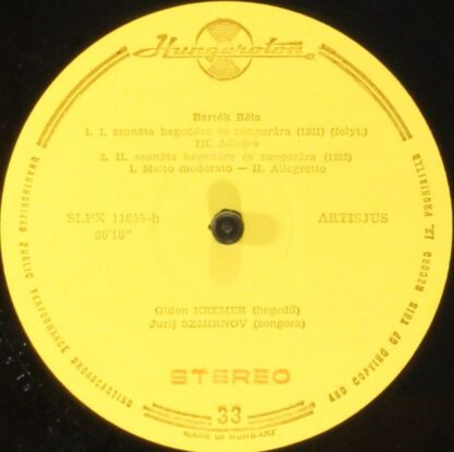 Hungaroton SLPX 11655 - Béla Bartók, Gidon Kremer, Yuri Smirnov - Image 6