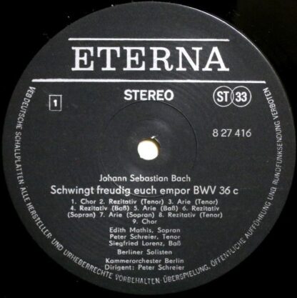 Eterna 8 27 416 - Johann Sebastian Bach, Edith Mathis, Peter Sch - Image 3