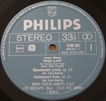 Philips 6580 001 - Tomaso Albinoni, I Musici - Adagio G-Moll / C - Image 3