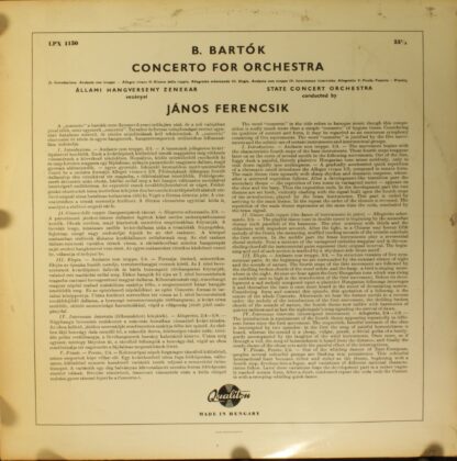 Qualiton LPX 1150 - Béla Bartók, Hungarian State Orchestra, Jáno - Image 2