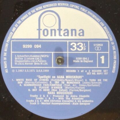 Fontana 6641 197 - Nana Mouskouri - Spotlight On Nana Mouskouri - Image 5