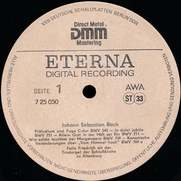 Eterna 725 050 - Johann Sebastian Bach, Felix Friedrich - Die Tr - Image 2