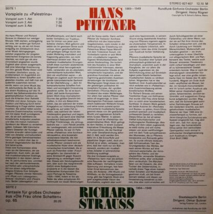 Eterna 827 407 - Hans Pfitzner, Richard Strauss, Rundfunk-Sinfon - Image 2