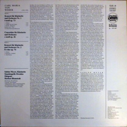 Eterna 725 067 - Carl Maria von Weber, Sabine Meyer, Staatskapel - Image 2