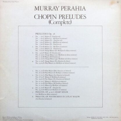 CBS Masterworks 76422 - Murray Perahia - The Chopin Preludes (Co - Image 2