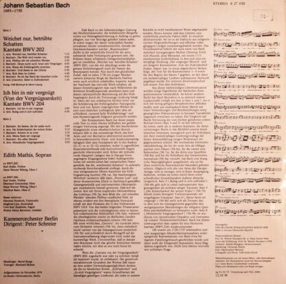 Eterna 8 27 030 - Johann Sebastian Bach, Edith Mathis, Kammerorc - Image 2