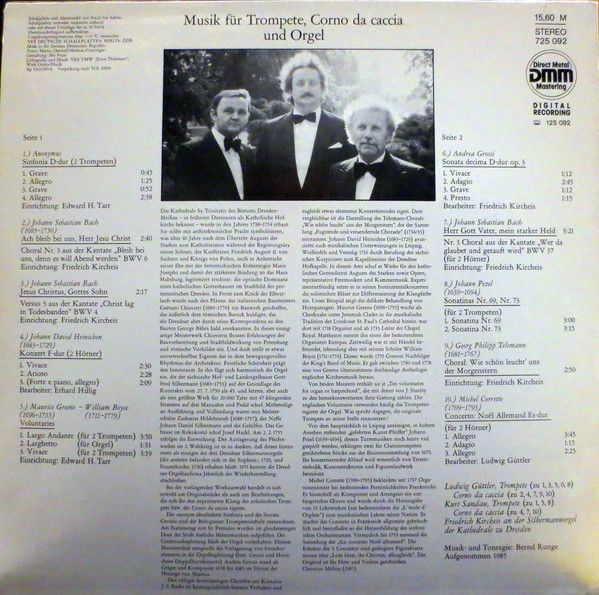 Eterna 725 092 - Ludwig Güttler, Kurt Sandau, Friedrich Kircheis - Image 2