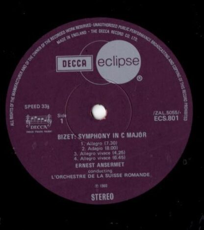DECCA ECS 801 - Georges Bizet, L'Orchestre De La Suisse Romande, - Image 2