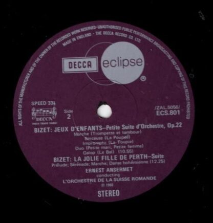 DECCA ECS 801 - Georges Bizet, L'Orchestre De La Suisse Romande, - Image 3