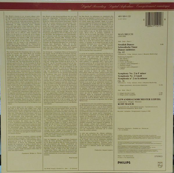 Philips 411 121-1 - Max Bruch, Gewandhausorchester Leipzig, Kurt - Image 2