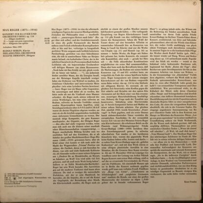 CBS 61711 - Max Reger, Rudolf Serkin, The Philadelphia Orchestra - Image 2