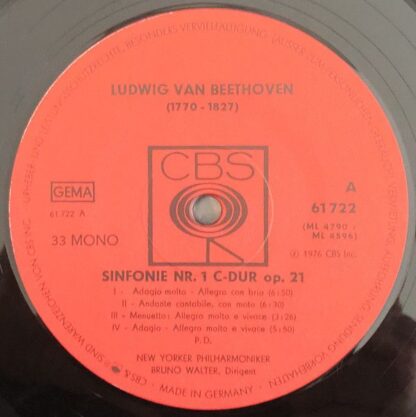 CBS 61 722 - Ludwig van Beethoven, Bruno Walter, Columbia Sympho - Image 3