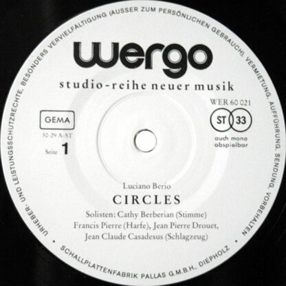 WERGO WER 60021 - Luciano Berio - Circles · Sequenza I, III, V - Image 4
