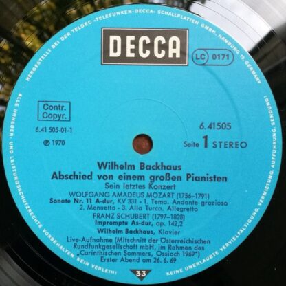 DECCA 6.41505 AN - Wilhelm Backhaus - Abschied Von Einem Großen - Image 7