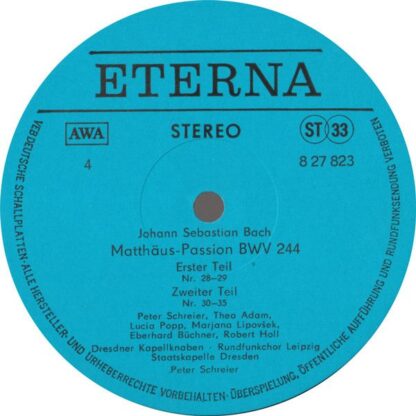 Eterna 8 27 822 - 825 - Johann Sebastian Bach, Peter Schreier - - Image 5