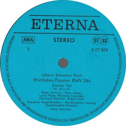 Eterna 8 27 822 - 825 - Johann Sebastian Bach, Peter Schreier - - Image 6