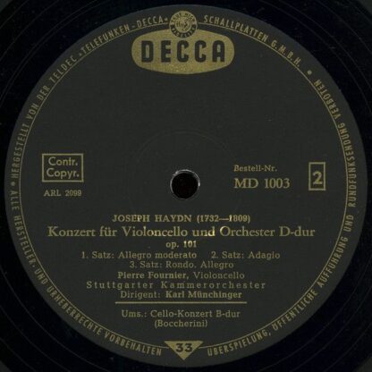 DECCA MD 1003 - Joseph Haydn, Luigi Boccherini, Pierre Fournier, - Image 4