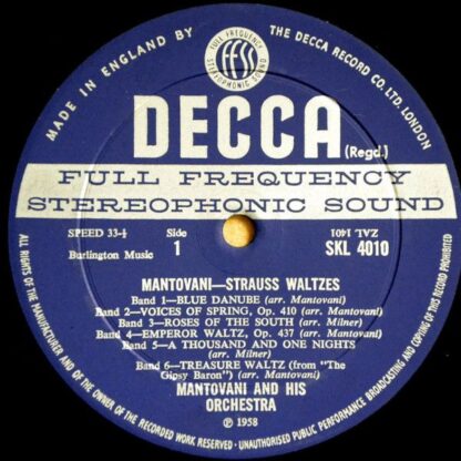 DECCA SKL 4010 - Mantovani And His Orchestra - Strauss Waltzes - Image 3