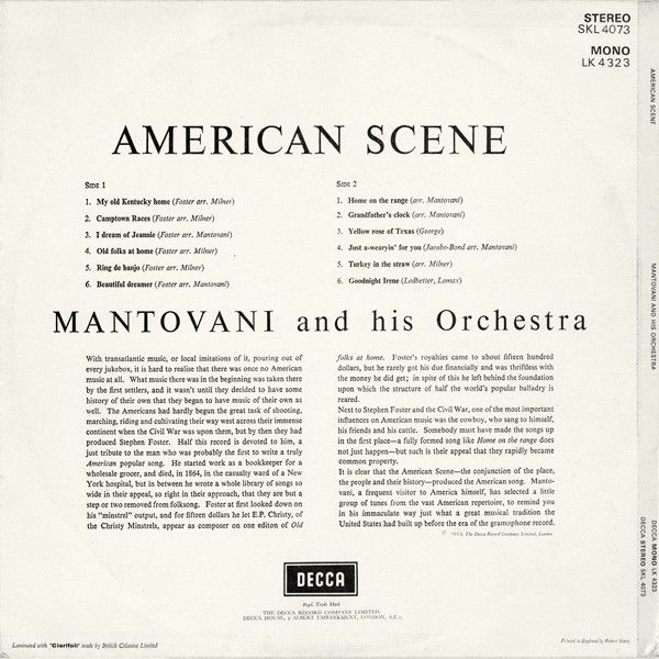 DECCA SKL 4073 - Mantovani And His Orchestra - American Scene - Image 2