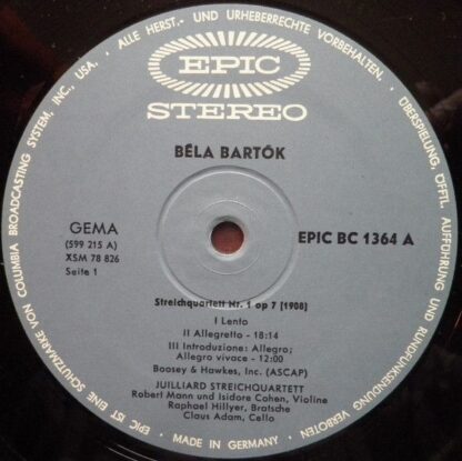 Epic BC 1364 - Béla Bartók, Juilliard String Quartet - Streichqu - Image 4