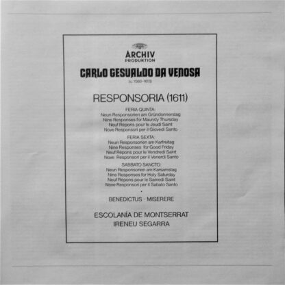 Archiv Produktion 2723 062 - Carlo Gesualdo, Escolanía De Montse - Image 11