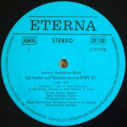 Eterna 8 27 676 - Johann Sebastian Bach, Thomanerchor, Arleen Au - Image 3