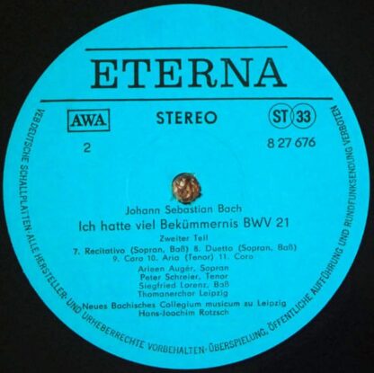 Eterna 8 27 676 - Johann Sebastian Bach, Thomanerchor, Arleen Au - Image 4