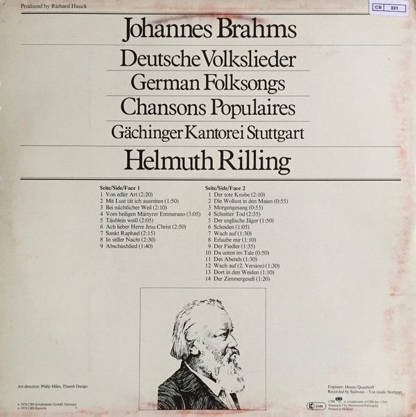 CBS Masterworks 76638 - Johannes Brahms, Gächinger Kantorei Stut - Image 2