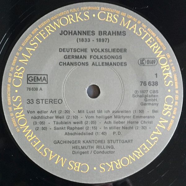 CBS Masterworks 76638 - Johannes Brahms, Gächinger Kantorei Stut - Image 5
