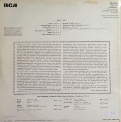RCA Victrola VICS 1412 - Sergei Prokofiev, Charles Munch, Boston - Image 2